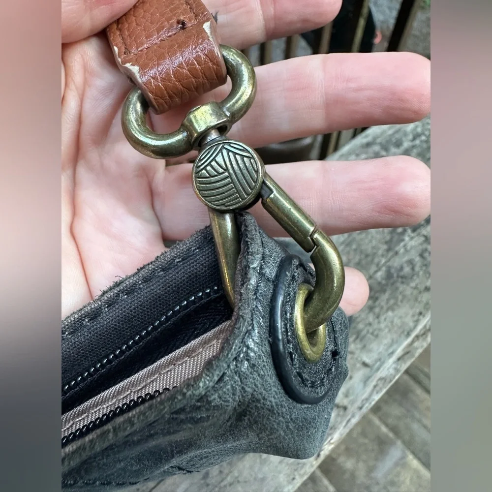 THE SAK Black Indio Shoulder Bag W/ Pebbled Vintage Style Leather Western Hobo - Picture 8 of 11